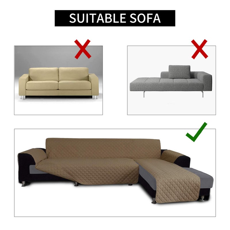 Easy-Going L Shape Sofa Slipcover - Sectional Couch Cover With Chaise Lounge - Reversible Furniture Protector for Pets, Kids, Children, Dogs, Cats (Small, Camel/Camel) - Image 4